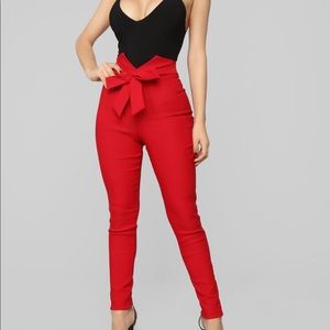 Fashion Nova; “Knot Your Girl” Red Pants